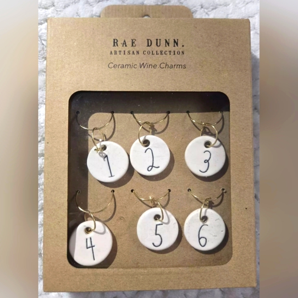 NIP Rae Dunn Ceramic Wine Charms Set